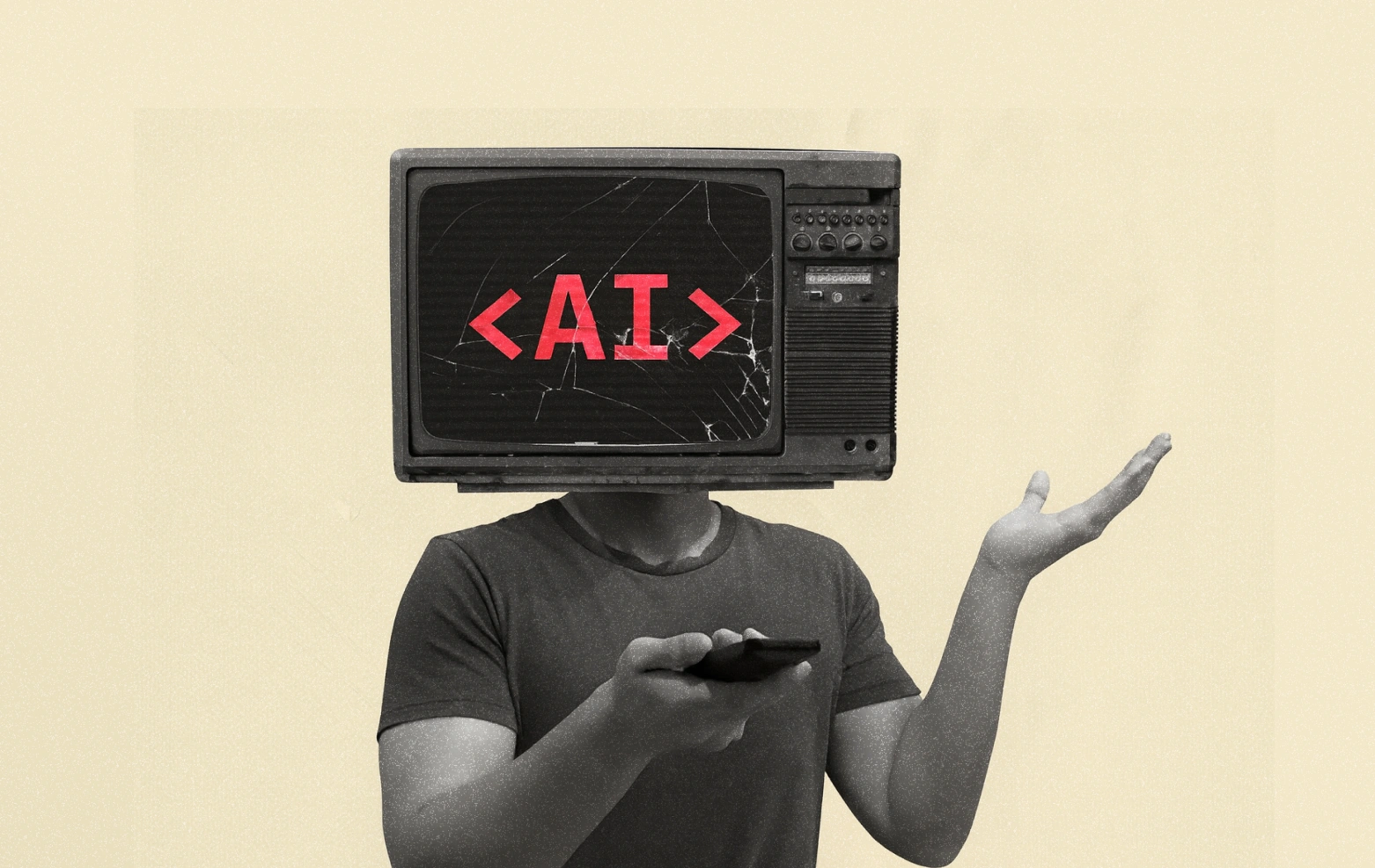 Where AI fits in product design — illustration showing AI as a co-designer enhancing research, ideation, testing, and production.